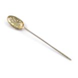 An 18th century silver-gilt mote spoon, maker's mark possibly TS or IS crowned, circa 1740, long