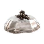 A George IV silver meat dish cover, by Robert Garrard, London 1827, shaped domed oblong form, the