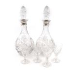 A pair of modern silver-mounted glass decanters, by Roberts & Dore Ltd, London 1972, baluster