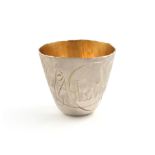 By Malcolm Appleby, a modern Scottish Britannia standard silver political 'Moral Capitalism' beaker,