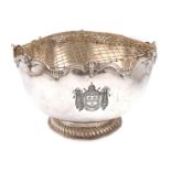 An Edwardian large silver punch bowl, by Charles Stuart Harris, London 1901, circular form, cherub