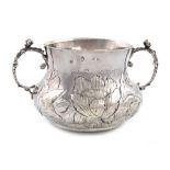 A Charles II two-handled silver porringer, by Gilbert Shepherd, London 1661, circular bellied