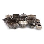 A collection of Indian and Southeast Asian silver and metalware items, comprising: a bowl and