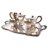 A five-piece silver tea and coffee set and tray, by The Cooper Brothers, Sheffield 1937, in the