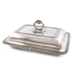 A George III silver entrée dish and cover, by Paul Storr, London 1817, rectangular form, gadroon