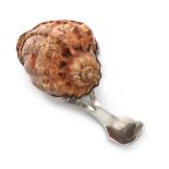 A George III silver-mounted shell caddy spoon, maker's mark only, that of Matthew Linwood,
