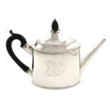 A George III silver teapot, by Peter and Ann Bateman, London 1799, oval form, scroll handle, flush-