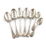 A mixed lot of silver flatware, comprising: a pair of Cape silver Fiddle pattern teaspoons, by