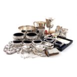 A mixed lot of silver items, various dates and makers, comprising: a commemorative goblet