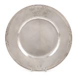 A Charles II silver plate, maker's mark over-struck, London 1677, circular form, reeded border,