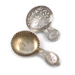 A George III silver caddy spoon, by Urquhart and Hart, London 1795, oval bowl with pierced and