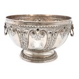 A Queen Anne silver two-handled bowl, by Robert Timbrell, London 1702, circular form, mask capped