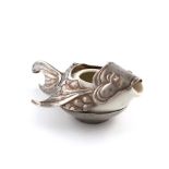 By Bryony Knox, a modern silver-mounted ceramic sauce jug, Edinburgh 2008, modelled as a fish,