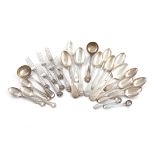 A mixed lot of silver flatware, various dates and makers, comprising: a set of six King's Husk