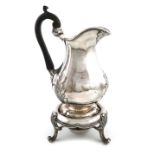 A William IV silver coffee jug and stand, by Benjamin Preston, London 1831, lobed baluster form,