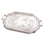 A Victorian silver Aesthetic Movement two-handled tray, by The Barnards, London 1885, rectangular