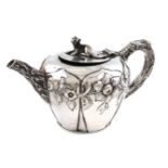 λA Victorian silver bachelor's teapot, by William Moulson, London 1846, tapering circular form,