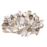 A mixed lot of silver flatware, various dates and makers, comprising: four Victorian Apostle spoons,