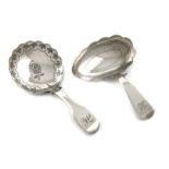 A George III silver caddy spoon, by Thomas James, London 1813, oval bowl, engraved decoration,