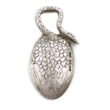A Victorian cast silver caddy spoon, by William Stocker, London 1866, oval bowl, the reverse with