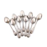 A set of six George III silver 'picture-back' Hanoverian pattern teaspoons, probably by William