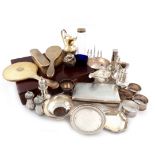A mixed lot of silver items, various dates and makers, including: a George III silver cream boat,