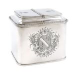 A George III silver double tea caddy, by John Swift, London 1769, rectangular form, the gadroon
