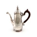 A George III Irish provincial silver coffee pot, by Carden Terry, Cork circa 1785, tapering circular