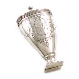 A George III silver nutmeg grater, by Phipps and Robinson, London 1790, oval vase form, the hinged