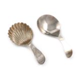 A George III silver Bright-cut caddy spoon, by Peter and Jonathan Bateman, London 1790, shell