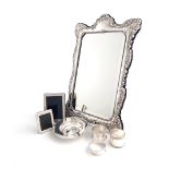 A mixed lot of silver items, various dates and makers, comprising: a modern mirror, by R. Comyns,