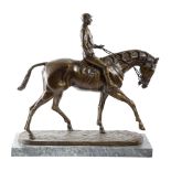 AN ANIMALIER BRONZE GROUP OF A HORSE AND JOCKEY AFTER PIERRE-JULES MENE (FRENCH 1810-1879) the