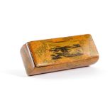 A SCOTTISH SYCAMORE MAUCHLINE WARE AND PENWORK SNUFF BOX EARLY 19TH CENTURY all over decorated