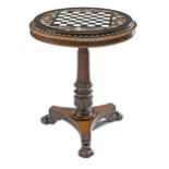 λ A WILLIAM IV ROSEWOOD AND PIETRA DURA GAMES TABLE IN THE MANNER OF GILLOWS, C.1830 the circular