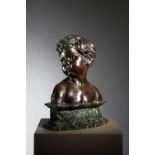 A BRONZE BUST OF A YOUNG CHILD 'BUSTE D'ENFANT' AFTER AIME JULES DALOU (FRENCH 1838-1902) cast by