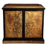 A VICTORIAN BURR WALNUT HUMIDOR LATE 19TH CENTURY with ebonised and kingwood banding, the top with