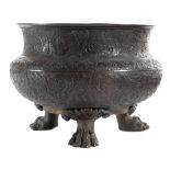 AN ITALIAN BRONZE BOWL IN 16TH CENTURY STYLE VENETIAN, 19TH CENTURY relief decorated with bands of