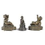 A PAIR OF FRENCH BRONZE MODELS OF BACCHANALIAN CHERUBS MID-19TH CENTURY together with a bronze model