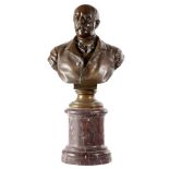 A GERMAN BRONZE BUST OF OTTO VAN BISMARCK BY FRITZ SCHAPER (GERMAN 1841-1919) signed 'F. Schaper.