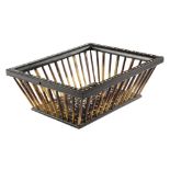 AN ANGLO-CEYLONESE EBONY AND PORCUPINE QUILL BASKET LATE 19TH CENTURY with bone dot inlay 9cm