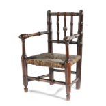 A MAHOGANY MINIATURE FAUX BAMBOO OPEN ARMCHAIR EARLY 19TH CENTURY possibly an apprentice piece, with