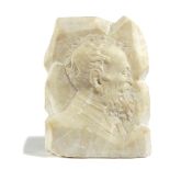 A CARVED ALABASTER PORTRAIT RELIEF OF MICHELANGELO, ITALIAN OR FRENCH, EARLY 20TH CENTURY