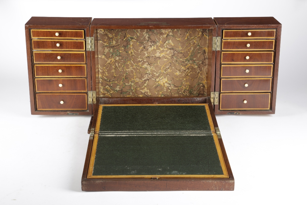 A GEORGE III MAHOGANY AND BURR YEW PORTABLE WRITING CABINET C.1790-1800 inlaid with stringing, the - Image 2 of 2