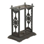 A LATE VICTORIAN CAST IRON STICKSTAND LATE 19TH CENTURY with eight circular divisions, with turned