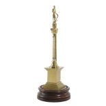 λ A GILT BRASS NELSON'S COLUMN DESK THERMOMETER BY G. STAIGHT, 19TH CENTURY depicting Admiral Lord