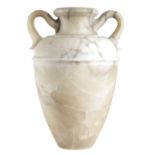AFTER THE ANTIQUE. AN ALABASTER GRAND TOUR AMPHORA HELLENISTIC STYLE with a moulded rim and scroll