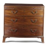 A REGENCY MAHOGANY BOWFRONT CHEST IN THE MANNER OF GILLOWS, C.1810-15 the top with a moulded edge