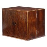 A GEORGE III MAHOGANY AND BURR YEW PORTABLE WRITING CABINET C.1790-1800 inlaid with stringing, the