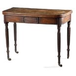 λ A GEORGE IV MAHOGANY TEA TABLE POSSIBLY SCOTTISH, C.1820 the rosewood crossbanded, hinged and