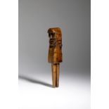 A PRIMITIVE TREEN LEVER ACTION FIGURAL NUTCRACKER IN 17TH CENTURY STYLE BUT PROBABLY 19TH CENTURY